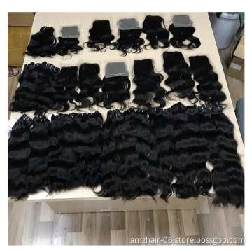 Raw Peruvian Virgin Human Cuticle Aligned Hair Extension Wholesale Bundles With Lace Closure 13x4 13x6 360 Hd Lace Frontal Cheap